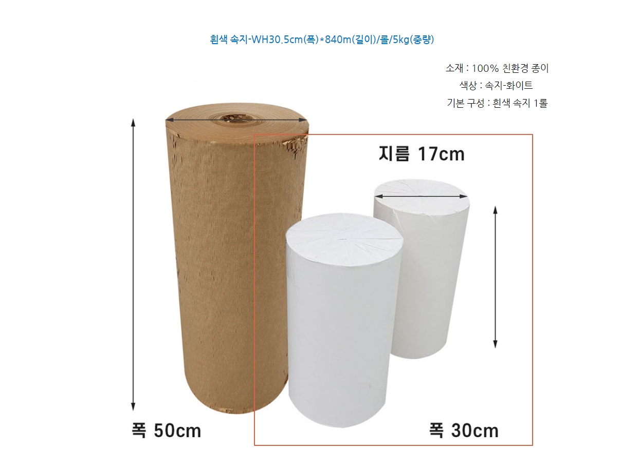 CNC 흰색 속지 폭 30.5cm 840M x 2롤